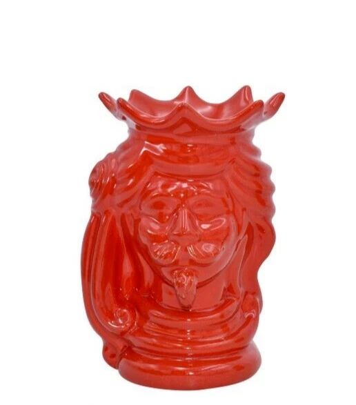 Vase Tête de maure Homme Vases Céramique Caltagirone Amant Petit En Rouge