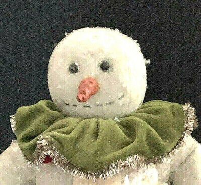 Bethany Lowe Snowman In A Paper Present Box With Christmas Garland