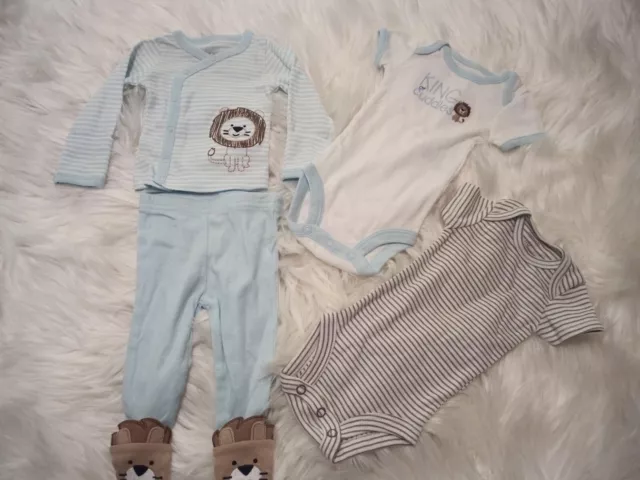 Carter's Newborn Baby Boy 4-Pc Set Bodysuits Long Sleeve Shirt Pants Lions New