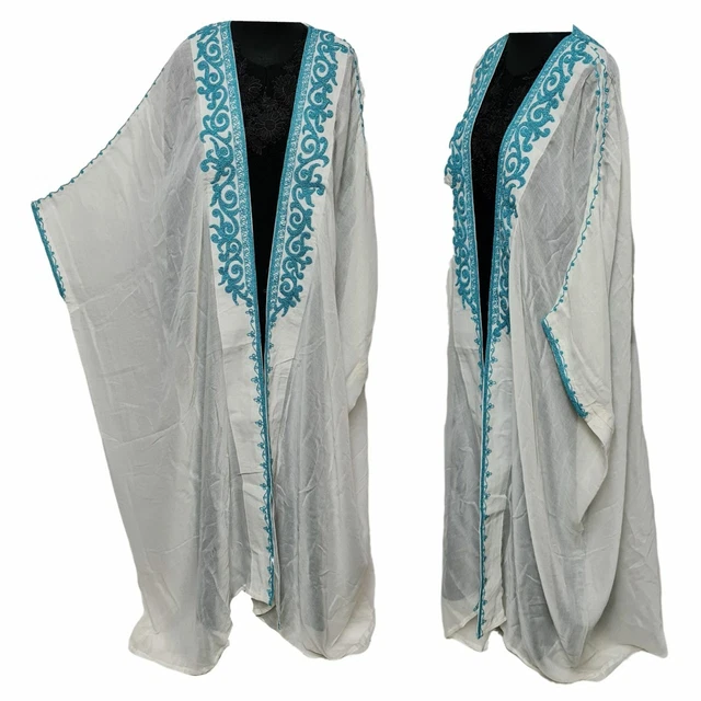 WOMEN'S 3 QUARTER Sleeve Arabian Bisht Off White Cloak Arab Dress Thobe ...