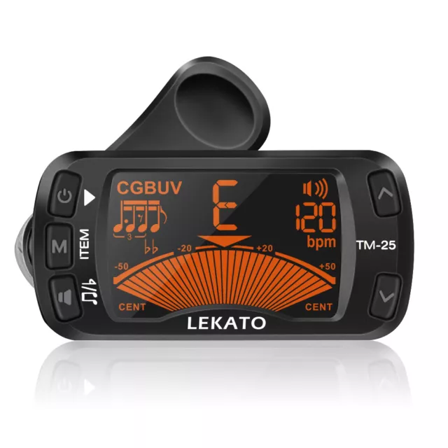 Lekato 3 in 1 Clip On Electric Guitar Tuner Metronome Tone Generator Chromatic
