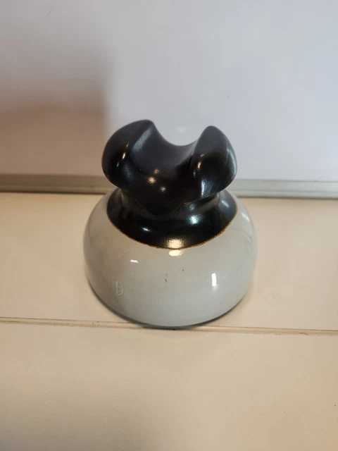Vintage Antique 2 Tier Mushroom Porcelain Insulator In Grey And Brown