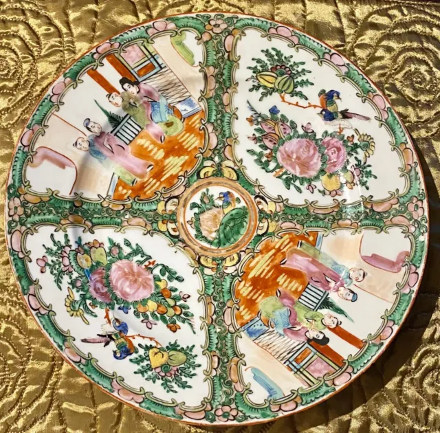 #1, Antique Rose Medallion Porcelain Hand Painted 10” Dinner Plate Made In China