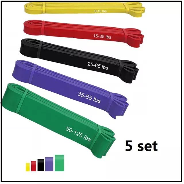 Set of 5 Heavy Duty Resistance Band Loop Power Gym Fitness sent from syd aupost