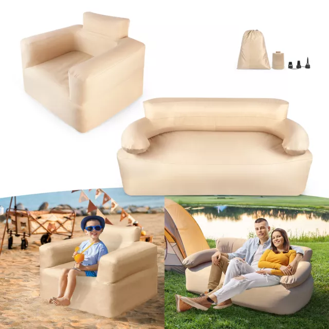 Aufblasbare Luftsofa Gästesofa Campingsofa Couch Einzelsofa Doppelsofa mit Pumpe