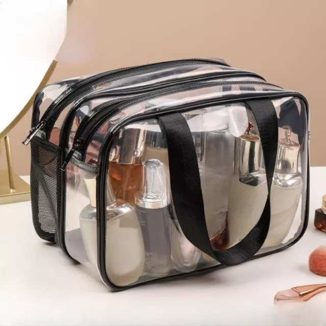 Large Capacity Clear Toiletry Bag PVC Cosmetic Makeup Zipper Travel Wash Bag