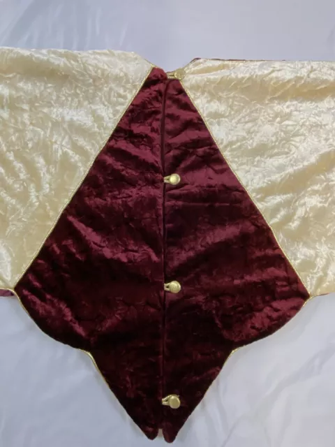 43” Maroon Christmas Tree Skirt with Gold Colored Trim & Buttons 2