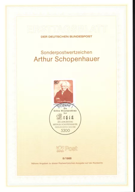 BRD, Deutschland, FDC, Nr.8/1988,"Philosoph - Arthur Schopenhauer"