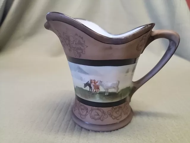 Vintage Royal Bayreuth Bavaria Creamer Milk  Pitcher 4.5" Tall With Cows