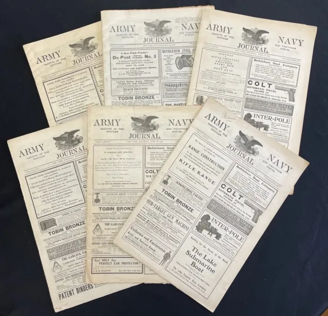 Army Navy Journal Lot of 6 Issues 1906 - 1907 - 1918 US MILITARY Newspapers