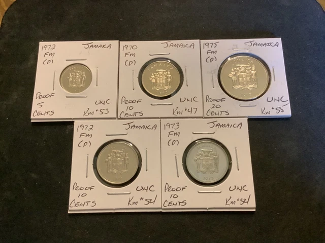Jamaica 1970-1975 Proof Cents UNC 5 Coin Lot  R2086