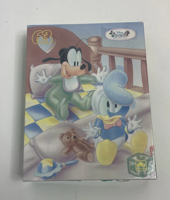 VINTAGE 1984 GOLDEN Walt Disney Babies Goofy & Donald in a Crib 63