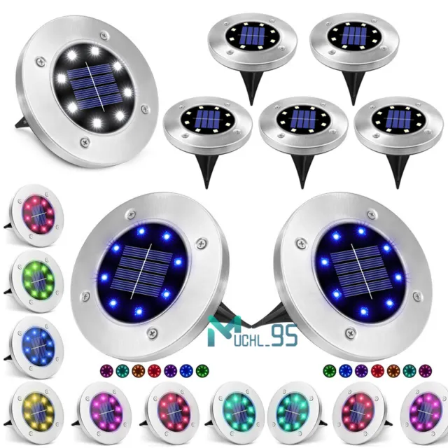 16 Pack Solar In Ground Lights Outdoor Disk LED Buried Lamp Lawn Garden Pathway
