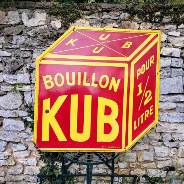 Plaque Émaillée ancienne BOUILLON KUB Emaillerie Alsacienne Strasbourg 1934