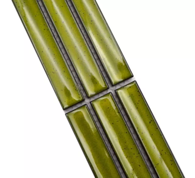 Bordo mosaico bordo ceramica bastoncini verde chiaro maculati lucidi WB24BOR-CS16