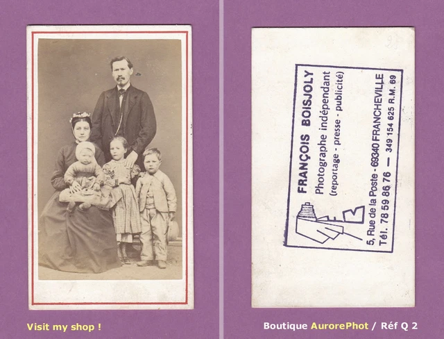 CDV Ancien – Boudringhin – Une Mère Pose Avec Ses 3 Enfants – Photo Carton – Réf B17