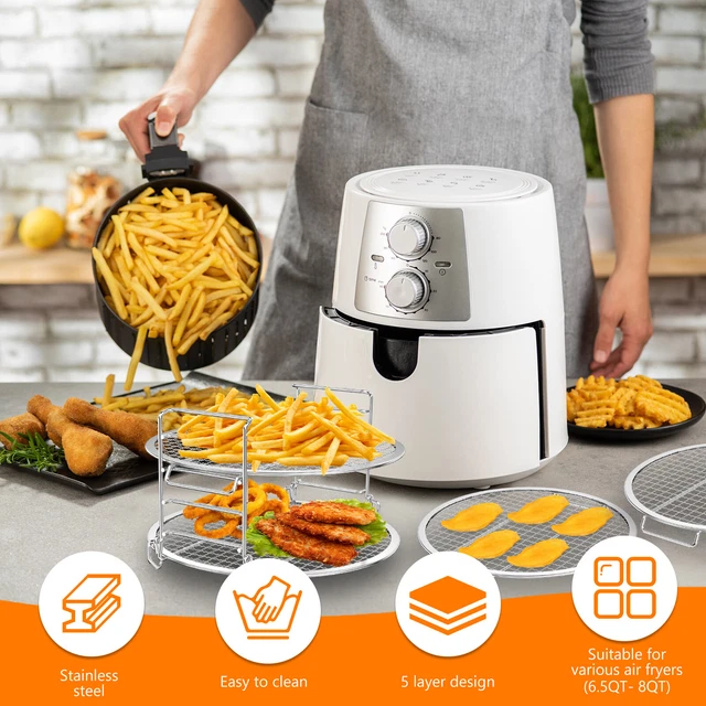 5-LAYER AIR FRYER Dehydrator Rack Food Grade Stainless Steel Grilling ...