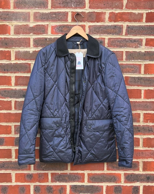 BURBERRY BRIT Mens Quilted TOWNSEND Jacket with Leather Elbow patches SMALL