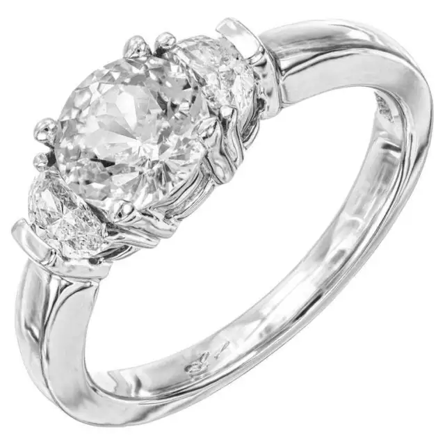 Vintage Art Deco  European 1.35ct Colorless Sapphire 14k White Gold Diamond Ring