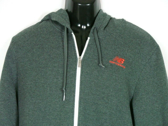 New Balance Mens Full Zip Hoodie Jacket Sweatshirt M Dark Gray Fleece Lined