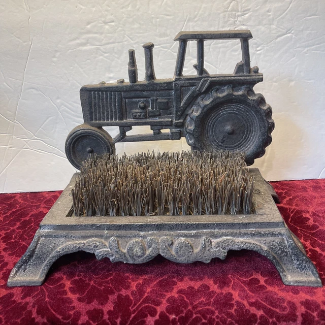 LARGE Cast Iron Boot Shoe Brush Mud Scraper Mud Room Rustic TRACTOR Farmhouse