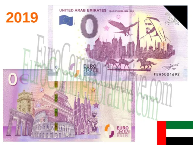 Billet Euro Schein Souvenir Touristique 2019 United Arab Emirates Year of Zayed