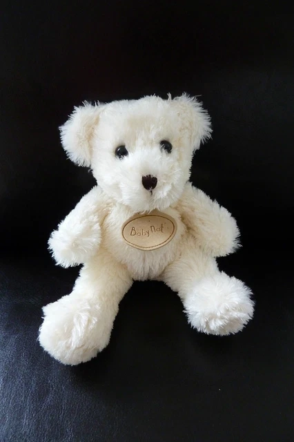 V. DOUDOU PELUCHE BABY NAT babynat' OURS ECRU  BLANC 20 CMS BILLES - ETAT NEUF*