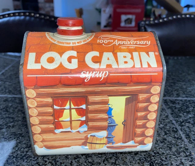 VINTAGE LOG CABIN Syrup Tin Can 100th Anniversary 18871987 General