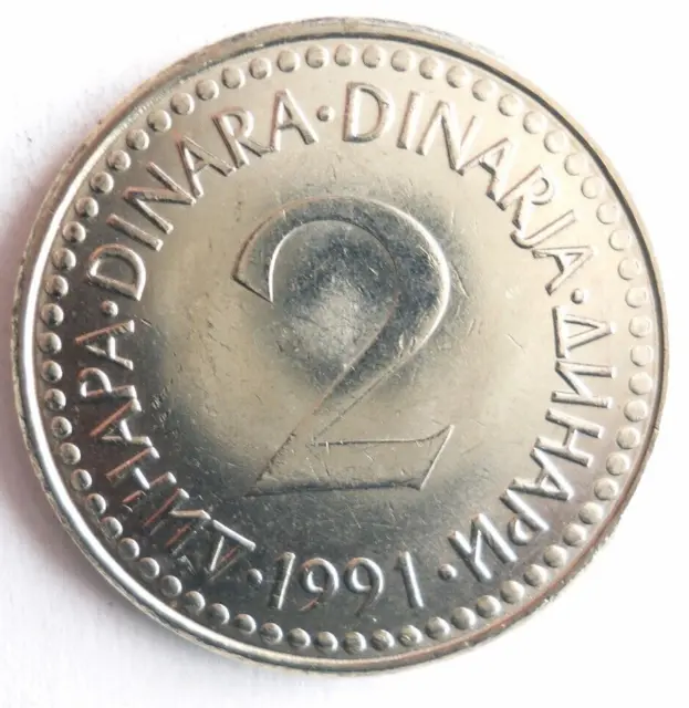1991 YUGOSLAVIA 2 DINAR - Excellent Coin Bin #999