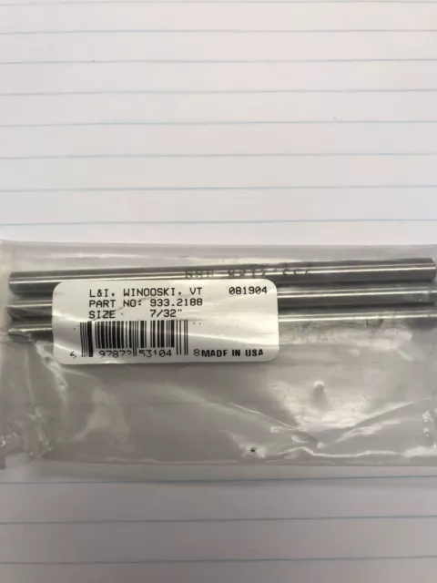 3 Pcs.  7/32 HS REAMER BLANK. +.0002 -.0000 L&I USA (loc O16)