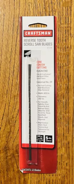 Craftsman 927156 Reverse Tooth Scroll Saw Blades 12 Blades 5" Length Craftsman 927156 Reverse Tooth Scroll Saw Blades 12 Blades 5" Length