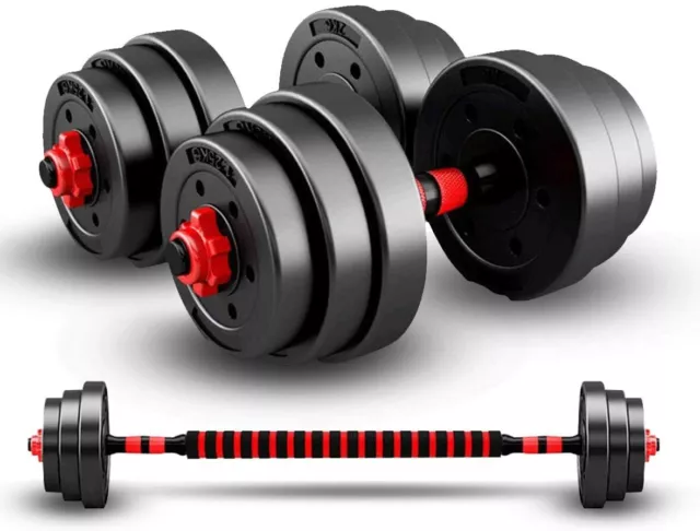 Set 2 Manubri E Dischi Kit Palestra 20Kg Pesi Bilanciere Fitness Manubrio