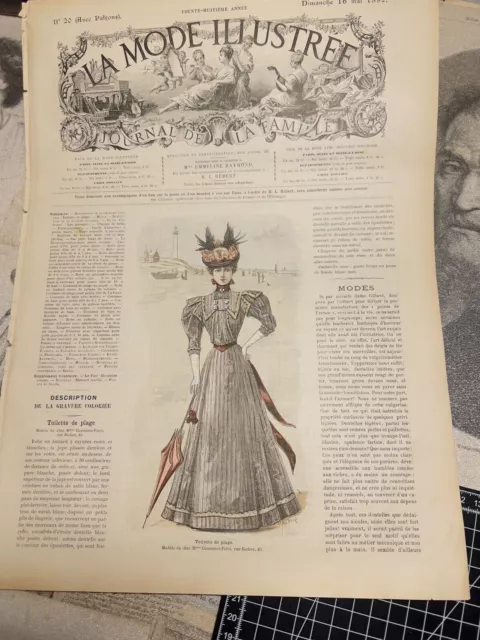 Revista Antigua 1897 Ilustración Retro De Moda Mujer Raro Revista Coloreada...