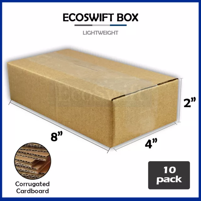 10 8x4x2 EcoSwift Cardboard Packing Moving Shipping Boxes Corrugated Box Cartons