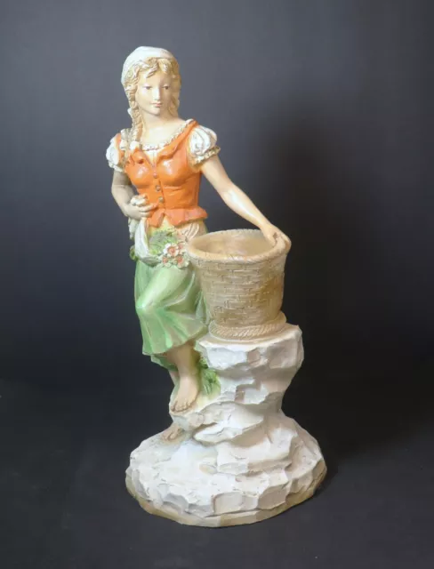 Vintage 1975 Universal Statuary Corp Girl With Basket Statue 821 Figurine 14"