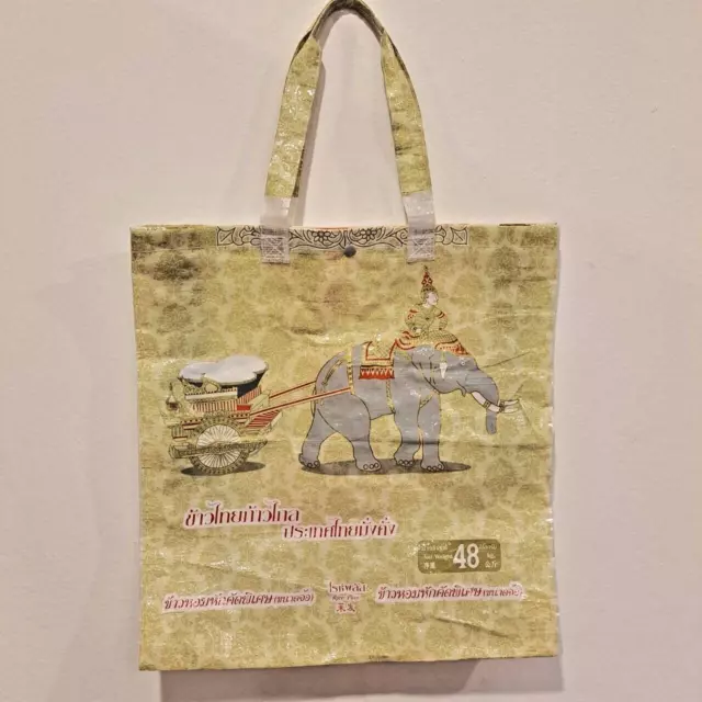 Recycled rice sack shopping bag handmade tote reusable/ reduce plastic/ Yellow