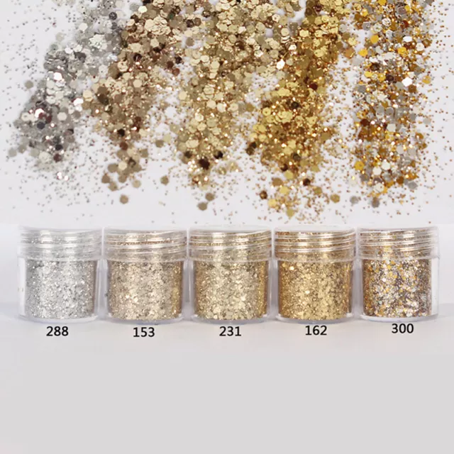 10ml Silver Color Nail Glitter Dust Fine Mix 3D Nail Sequins Glitte~m'