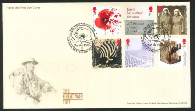 2017 - Great War 1917 FDC - Alrewas,Burton on Trent Pmk - Sent Post Free