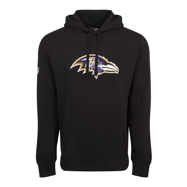 New Era Uomo Felpa con Cappuccio NFL Baltimora Ravens Logo Nero