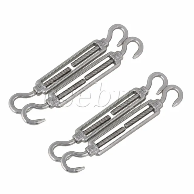 4 Pieces Silver European Style 304 Stainless Steel M6 Turnbuckle Hook to Hook