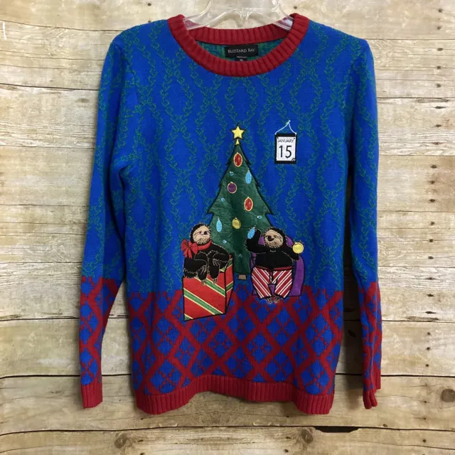 Blizzard Bay Kids Size XL Ugly Christmas Sweater 18-20 Light Up Tree Sloths