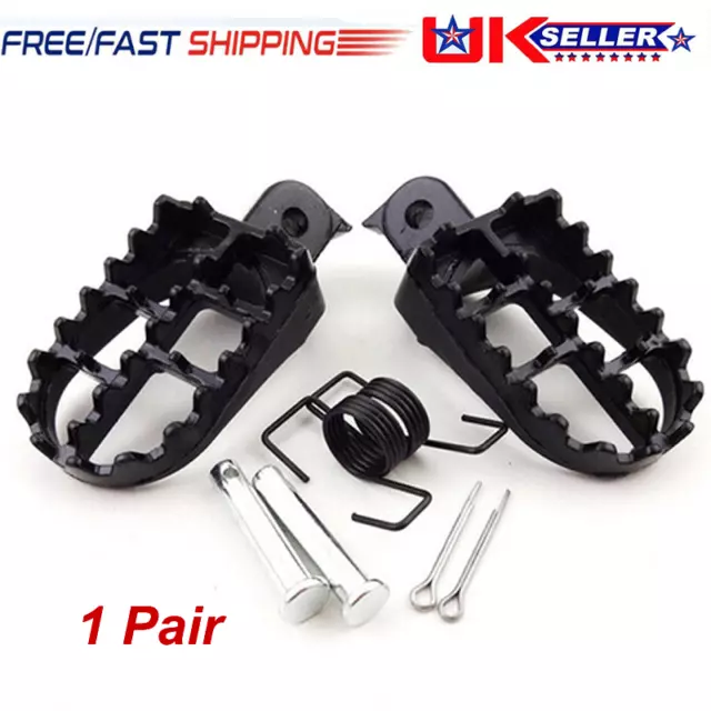 2Pcs 8mm Bolt Aluminum Motorcycle Motocross Wide Foot Pegs Footrest Universal C