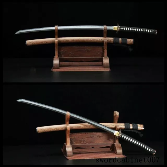 Handmade clay tempered folded steel blade sharp Japanese samurai sword KATANA