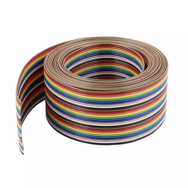 uxcell IDC Wire Flat Ribbon Cable 30Pin 1.27mm 10Ft Rainbow Color