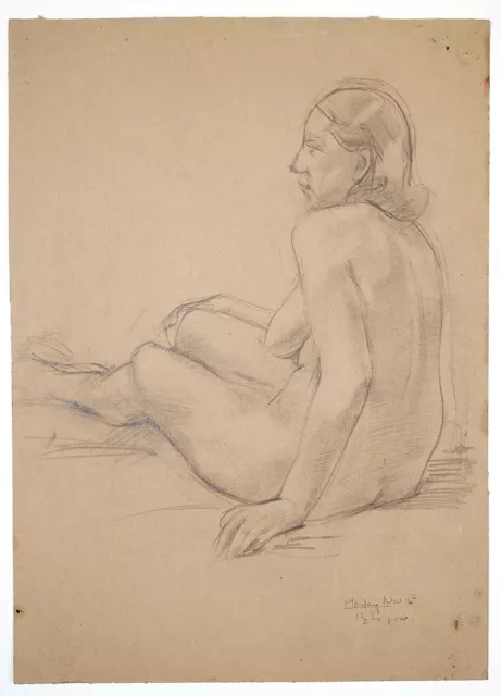 Elspeth Buchanan (1915-2011) Life drawing, sitting female. Exhib. Royal Academy