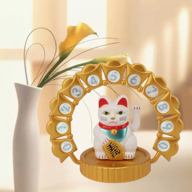 White Cat Car Temporary Parking Card Plate Waving Arm Fortune Cat Solar Powered