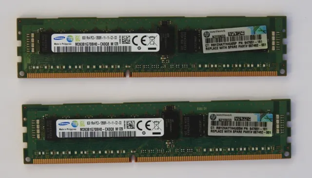 HP DDR3-RAM 16GB Kit 2x8GB PC3-12800 ECC 647651-181 687462-001 ServerRAM Samsung