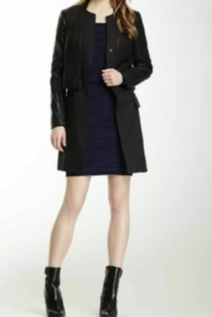 W118 Walter Baker Leather Wool Dress Jacket Alexa Coat  SZ S
