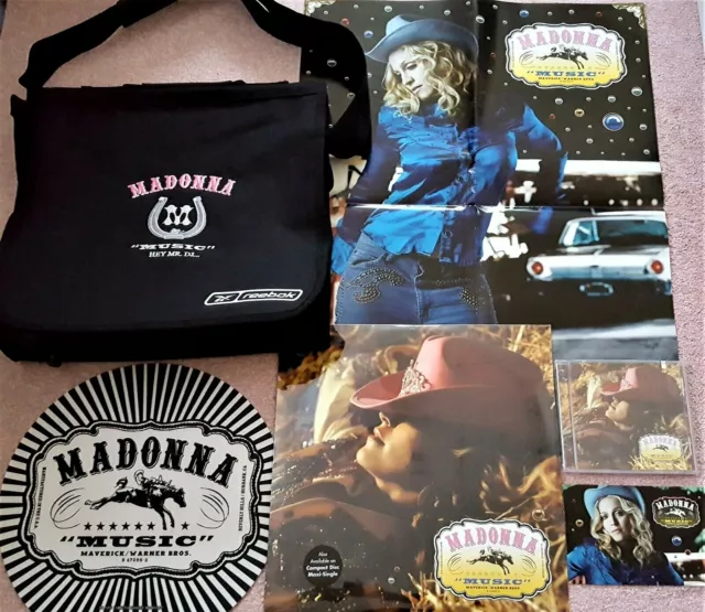 Madonna MUSIC : PROMO Reebok DJ record bag + CD + 12" + Poster + slipmat + Card