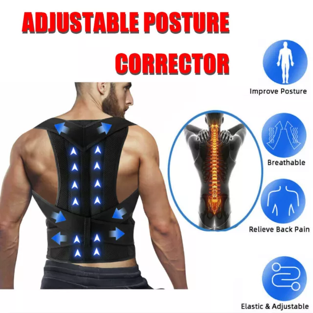 Adjustable Posture Corrector Low Back Support Shoulder Brace Belt for Men Women 2